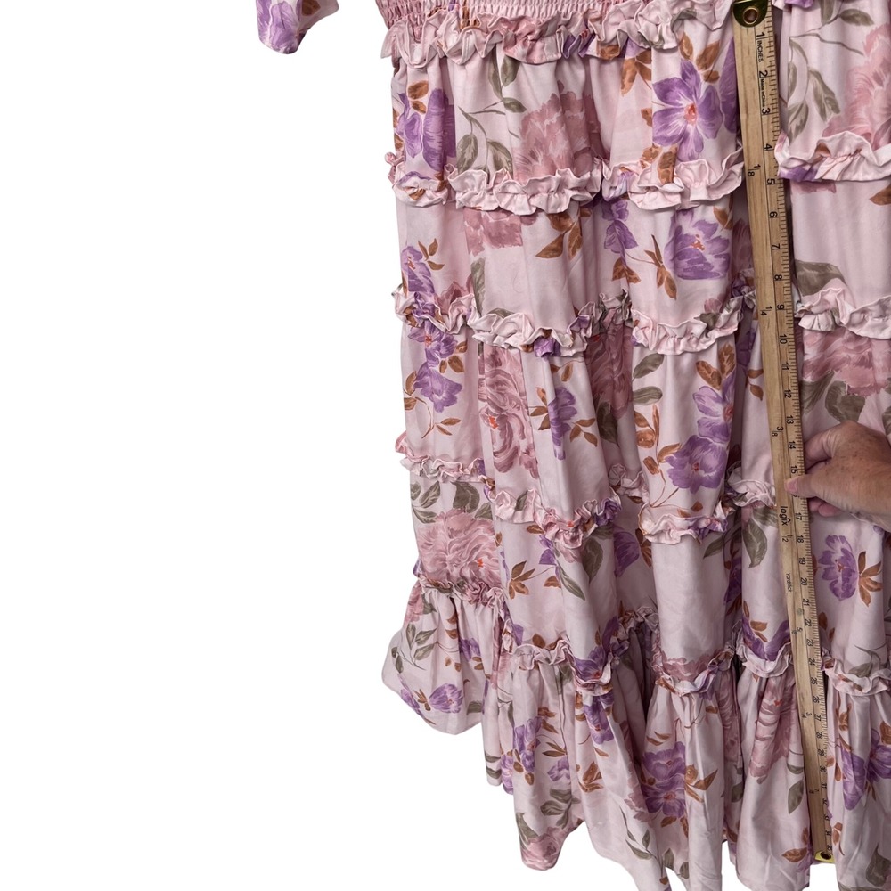 Jessakae Senna Dress Sweet Pear Floral Tiered Maxi 2X Pink Smocked Ruffle - Picture 8 of 12